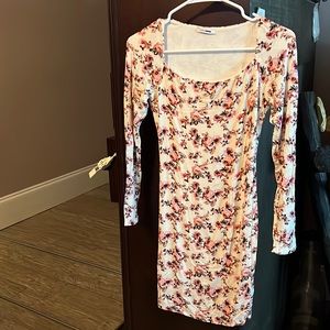 Fashion Nova Floral Mini Dress Ivory/Pink small